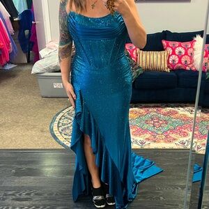 Sherri Hill Style 56992
color Peacock Size 10